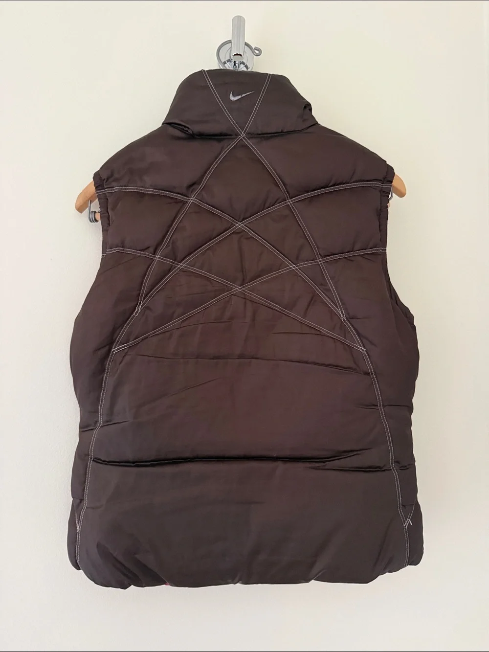 Nike Kids Down Reversible Quilted Brown and Pink Puffer Vest 90s